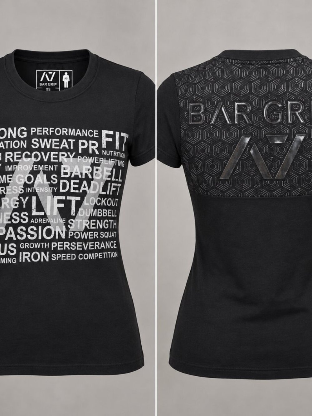 A7 Bar Grip Women’s XS Powerlifting T-Shirt Black Squat Bench Deadlift Gym